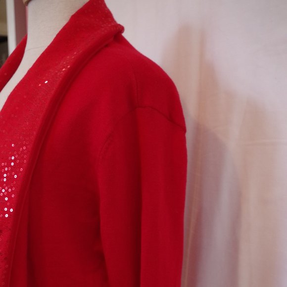 DKNY Draped Open Front Sequined Drape Front Cardigan- Sz XS/Sm - Picture 5 of 10